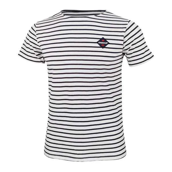 Dressa Vintage csíkos rövid ujjú férfi pamut póló – fehér | KÜLÖN CSOMAG |