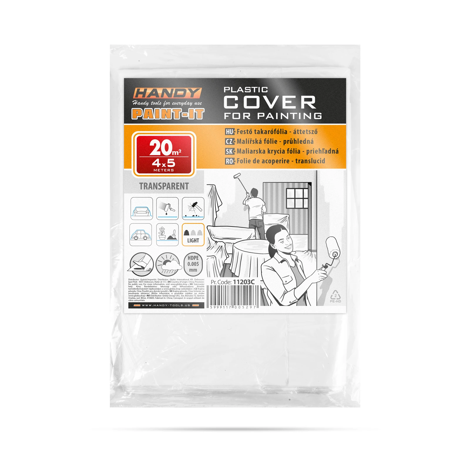 HANDY Festő takarófólia HDPE 5 mikron 4 x 5 m