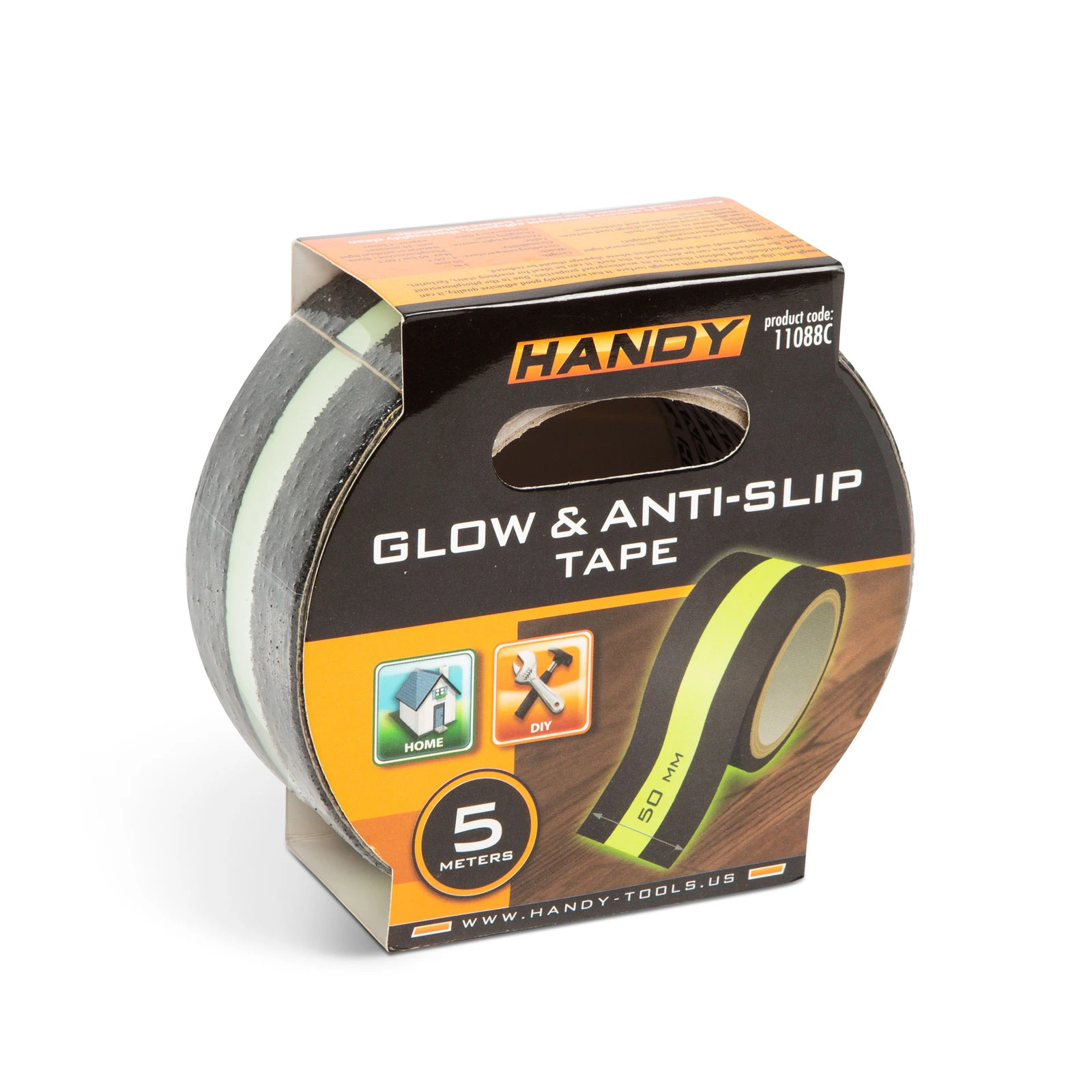 Handy Ragasztószalag csúszásmentes 5 m x 50 mm foszforeszkáló / fekete