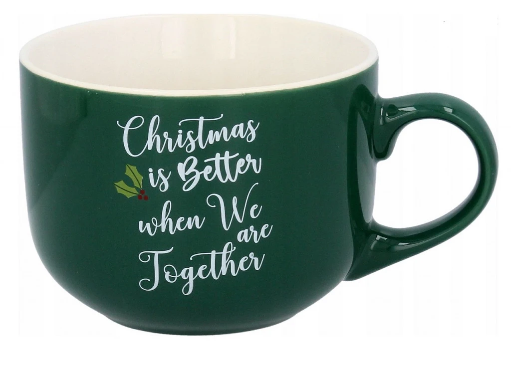 Karácsonyi zöld porcelán bögre 420 ml – Christmas is better when we are together
