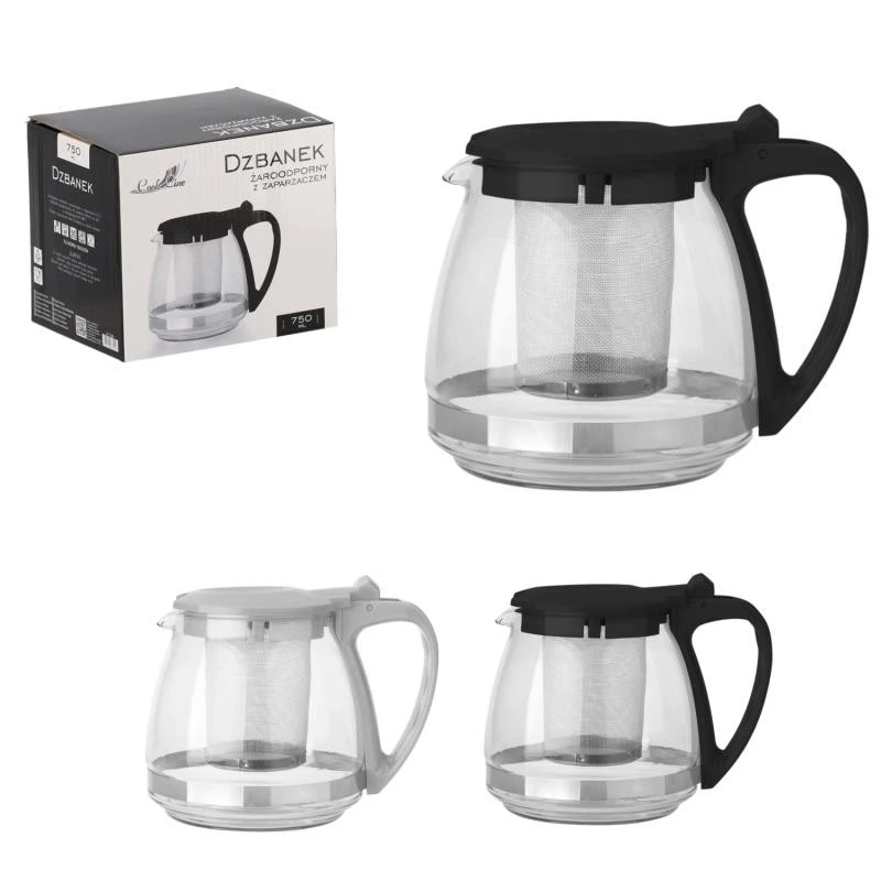 Garden Line hőalló üveg teáskanna, rozsdamentes szűrővel  – 750 ml