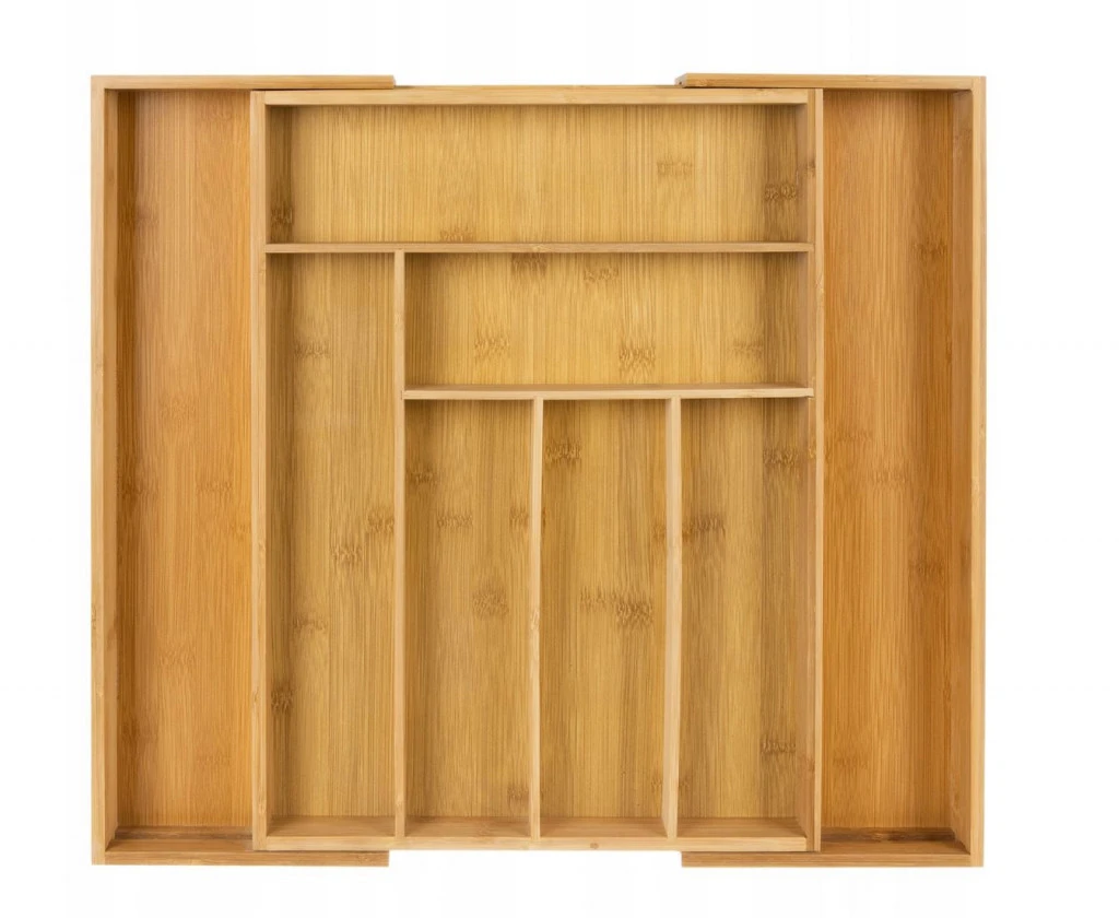 Konyhai kihúzhatós evőeszköztartó , bambusz , 8 rekesz , 45 x 33,5 x 5 cm