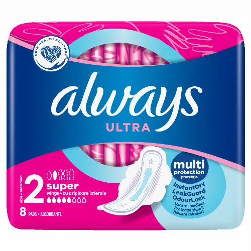 Always Ultra Super (S2) Szárnyas Egészségügyi Betét, 8 Db
