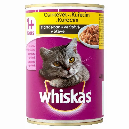 Whiskas teljes értékű nedves eledel felnőtt macskáknak csirkével mártásban 400 g