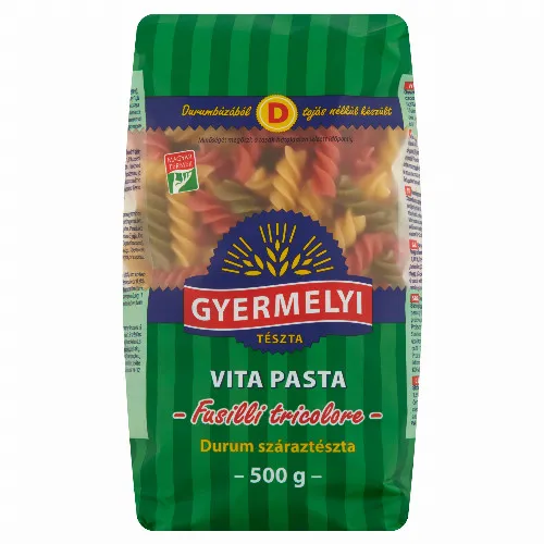 Gyermelyi Vita Pasta Fusilli Tricolore durum száraztészta 500 g