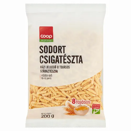 Coop sodort csigatészta házi jellegű 8 tojásos száraztészta 200 g