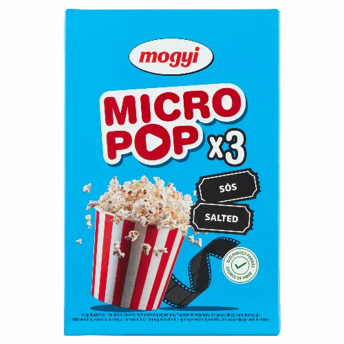 Mogyi Micro Pop sós, mikrohullámú sütőben elkészíthető pattogatni való kukorica 3 x 100 g (300 g)