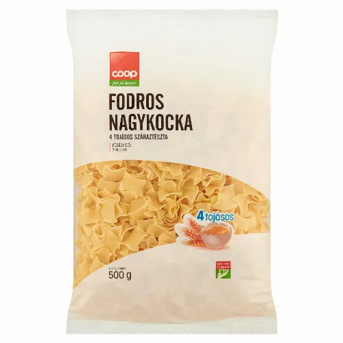 Coop fodros nagykocka 4 tojásos száraztészta 500 g