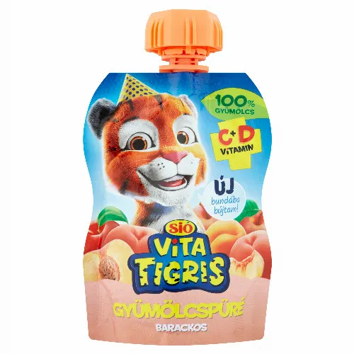 Sió Vitatigris alma-őszibarack-szőlő-kajszibarack gyümölcspüré 90 g