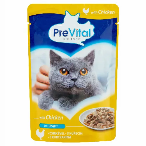 PreVital teljes értékű állateledel felnőtt macskák számára csirkével szószban 100 g