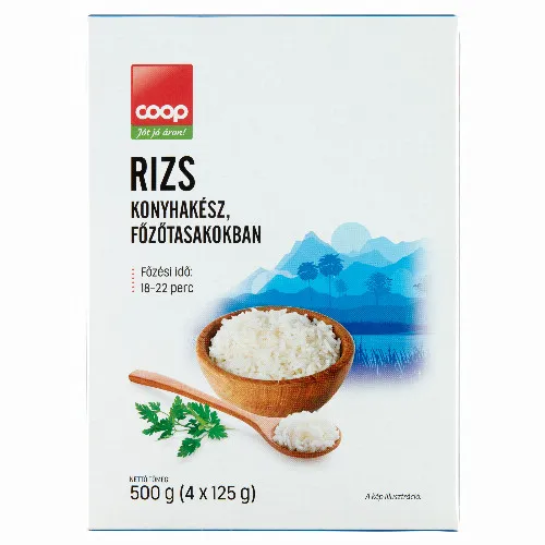 Coop konyhakész rizs főzőtasakokban 4 x 125 g (500 g)
