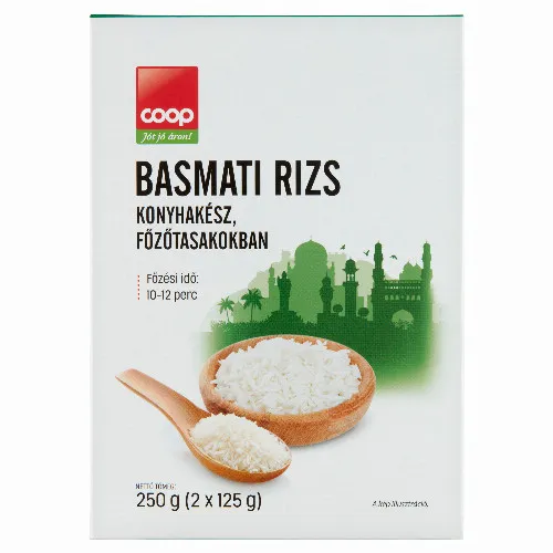 Coop konyhakész basmati rizs főzőtasakokban 2 x 125 g (250 g)