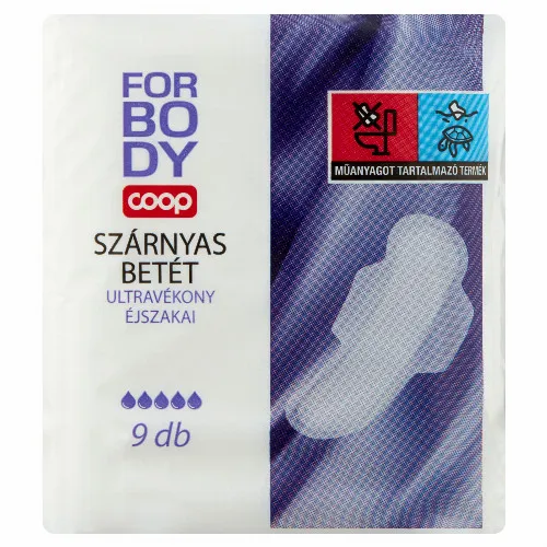Соор For Body ultravékony szárnyas betét, éjszakai használatra 9 db