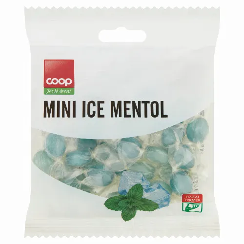 Coop Mini Ice Mentol mentolízű töltetlen keménycukorka 70 g