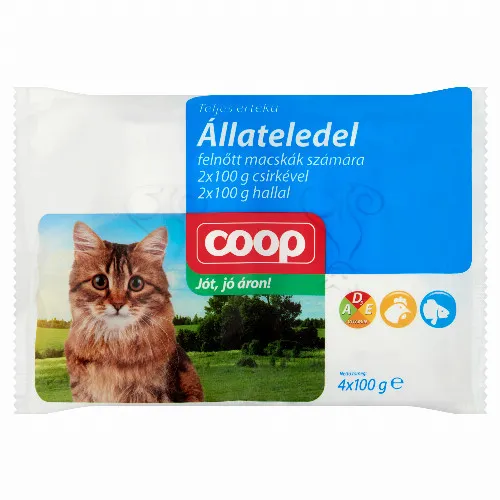 Coop teljes értékű állateledel felnőtt macskák számára szószban 4 x 100 g