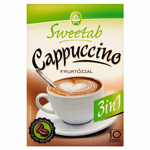 Sweetab Cappuccino 3 in 1 azonnal oldódó kávéspecialitás fruktózzal 10 db 100 g