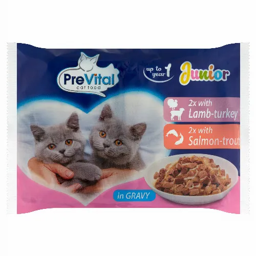 PreVital Junior teljes értékű állateledel kölyökmacskák számára szószban 4 x 100 g