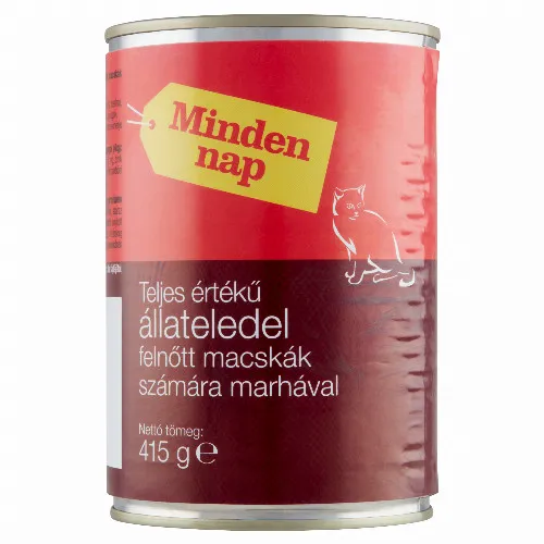 Minden nap teljes értékű állateledel felnőtt macskák számára marhával 415 g