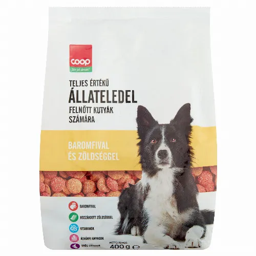 Coop teljes értékű száraz állateledel felnőtt kutyák számára baromfival és zöldséggel 400 g