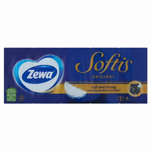 Zewa Softis Original illatmentes papír zsebkendő 4 rétegű 10 x 9 db