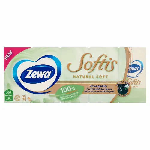 Zewa Softis Natural Soft papír zsebkendő 4 rétegű 10 x 9 db