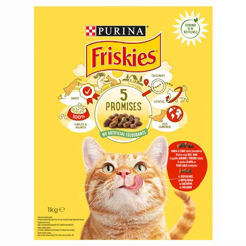 Friskies száraz macskaeledel marhával, csirkével és zöldségekkel 1 kg