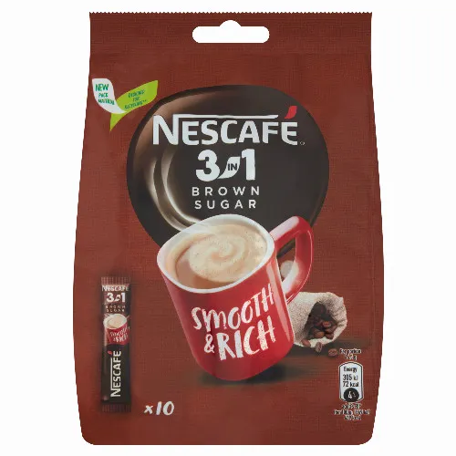 Nescafé 3in1 Brown Sugar azonnal oldódó kávéspecialitás barnacukorral 10 x 16,5 g (165 g)