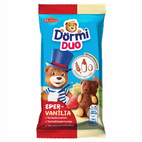 Dörmi Duo puha piskóta epres töltelékkel és vaníliaízű krémmel 30 g