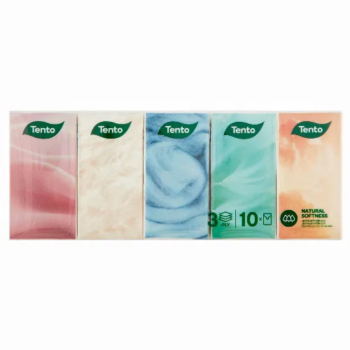 Tento Natural Soft papír zsebkendő 3 rétegű 10 x 10 db