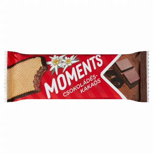 Moments kakaós bevonómasszába mártott, csokoládés-kakaós krémmel töltött ostyaszelet 45 g
