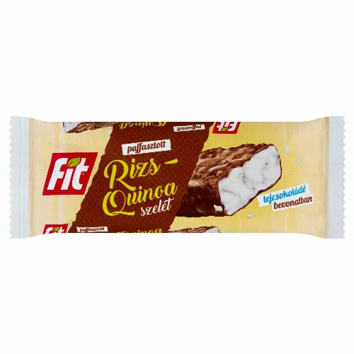Fit puffasztott rizs-quinoa szelet tejcsokoládé bevonatban 18 g
