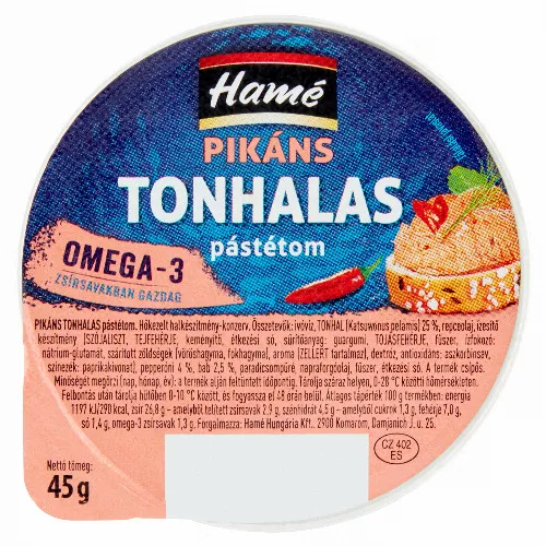 Hamé pikáns tonhalas pástétom 45 g