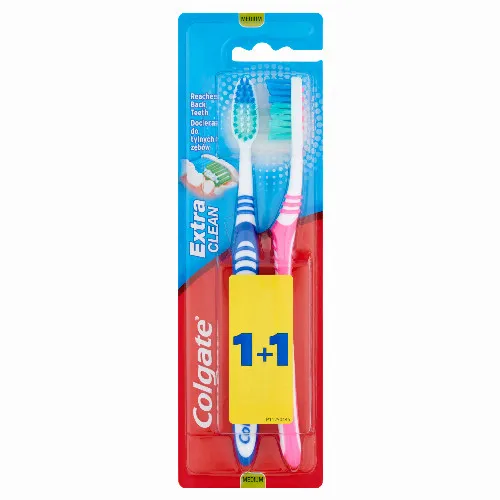 Colgate Extra Clean közepes sörtéjű fogkefe 2 db